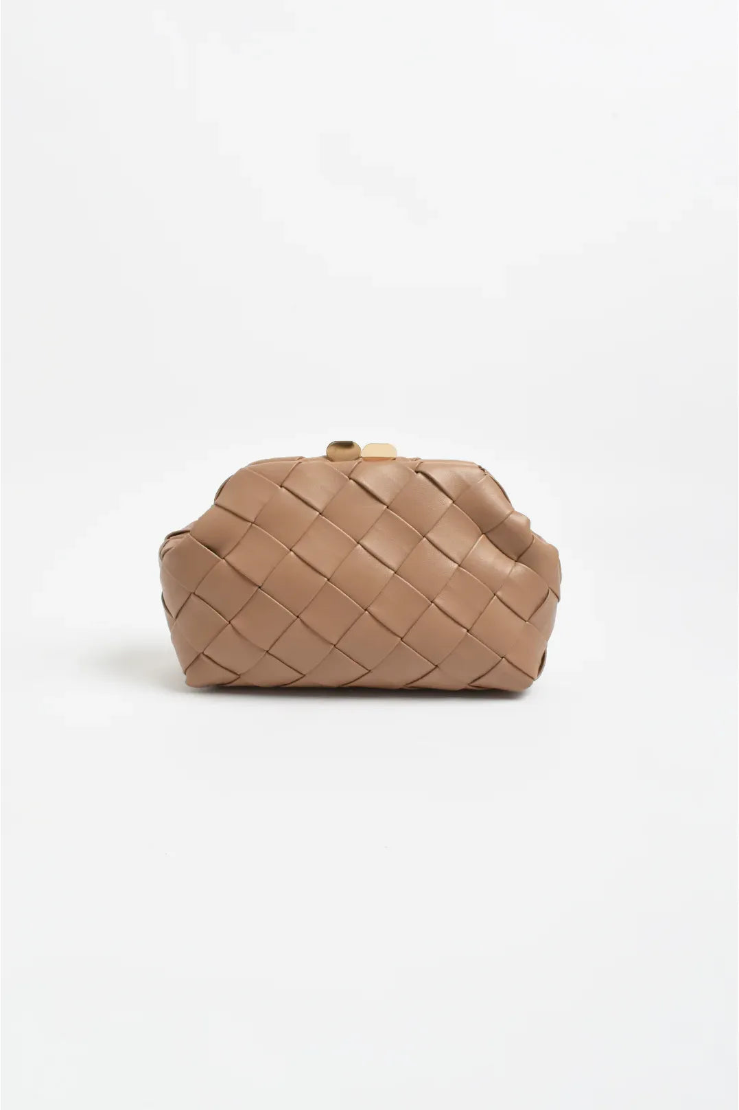 Amelie Weave Clutch Camel