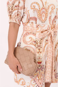 Amelie Weave Clutch Camel