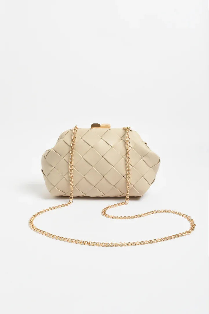 Amelie Weave Clutch Cream