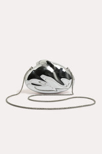 Sculptured Metal Look Clutch Silver