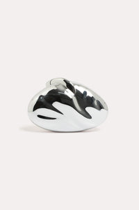 Sculptured Metal Look Clutch Silver
