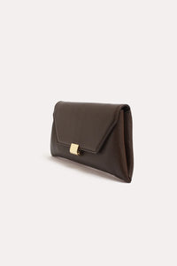 Rona Clasp Front Clutch Chocolate