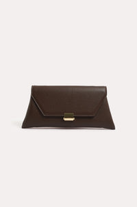 Rona Clasp Front Clutch Chocolate