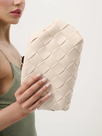 Gianna Woven Clutch Bag Beige