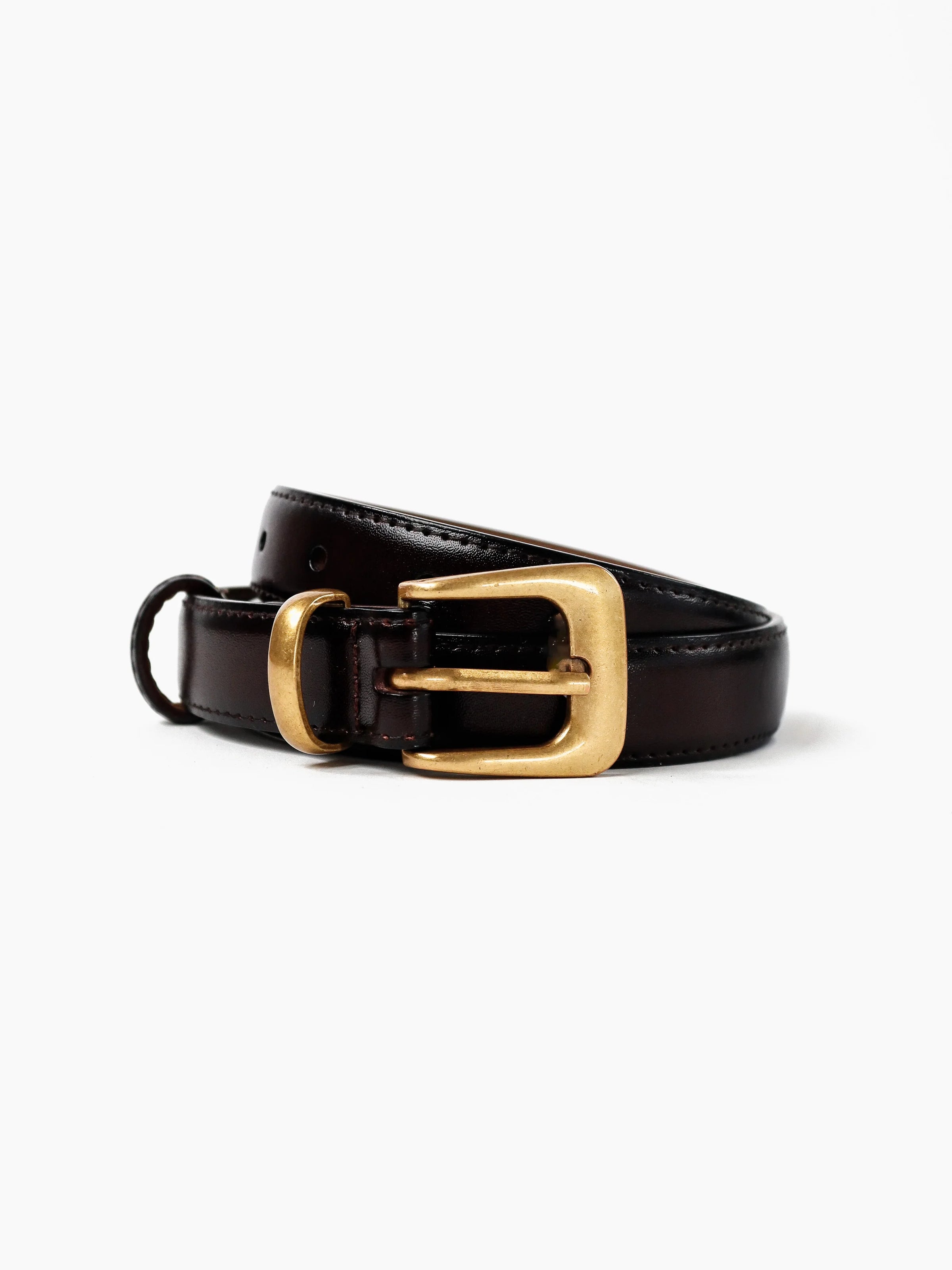 Greta Thin Genuine Leather Belt Brown