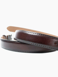 Greta Thin Genuine Leather Belt Brown