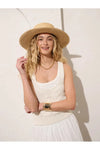 Black Ribbon Trim Boater Hat