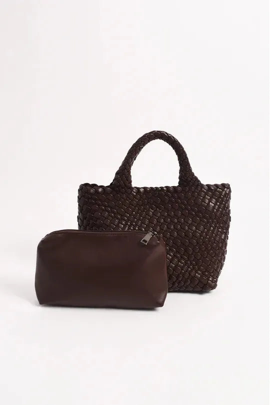 Lilah Woven Mini Tote Chocolate