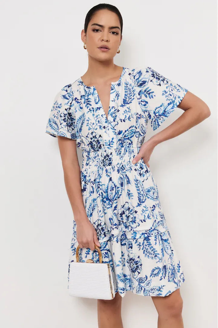 Bamboo Handle Weave Small Bag White