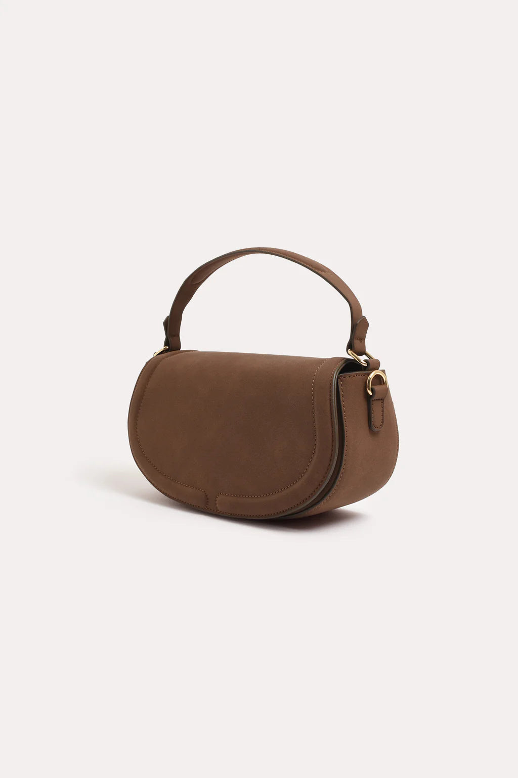 Kloe Faux Suede Saddle Crossbody Chocolate
