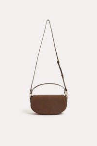 Kloe Faux Suede Saddle Crossbody Chocolate