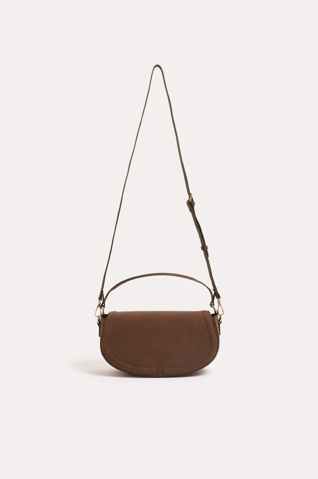 Kloe Faux Suede Saddle Crossbody Chocolate