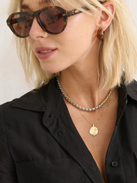 Ocean Coin Charm Matte 18k Gold Plated Necklace