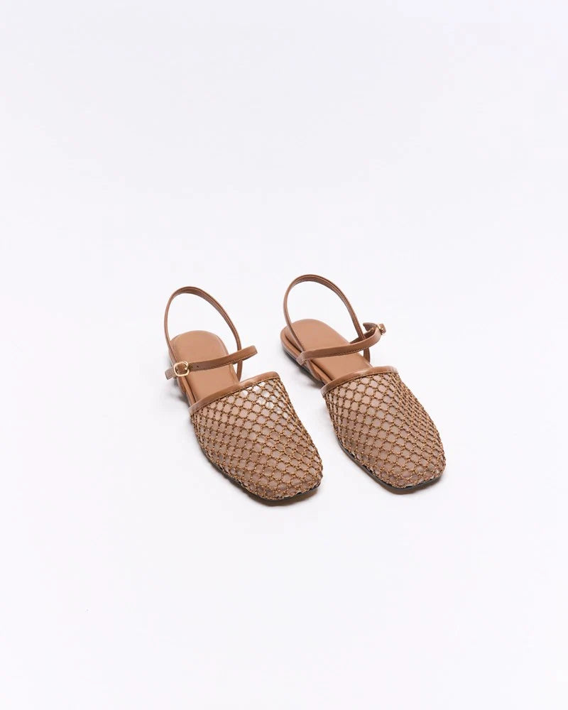Anni Leather Flat Tan