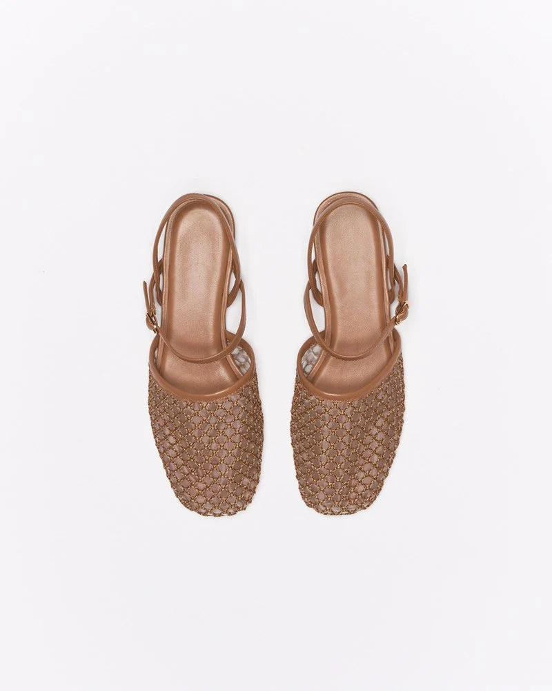 Anni Leather Flat Tan