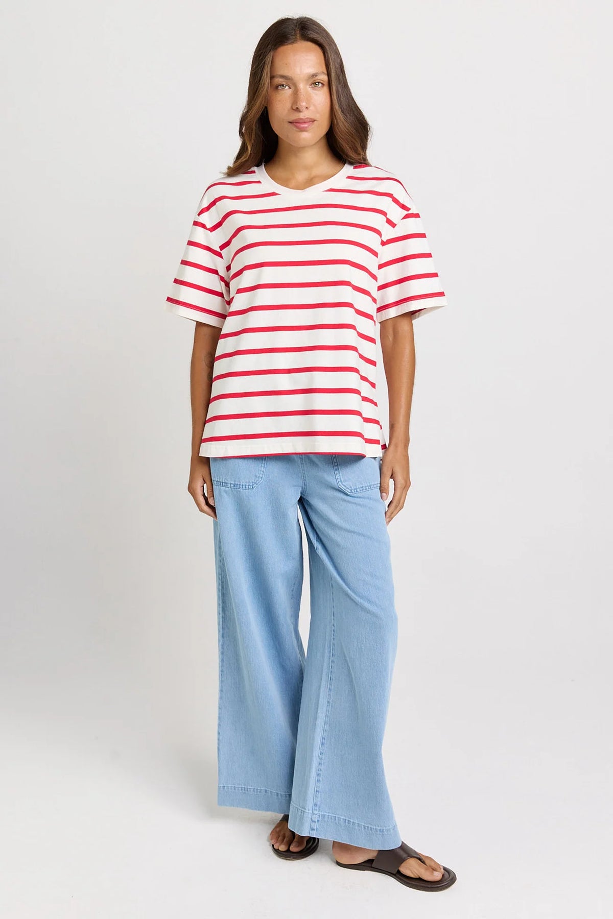 Relax Boxy Tee Red/ White Stripe