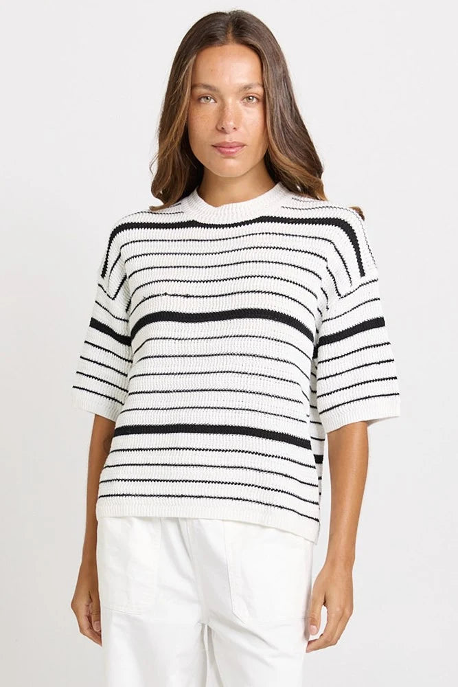 Dylan Knit Tee White/Black Stripe