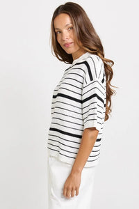 Dylan Knit Tee White/Black Stripe