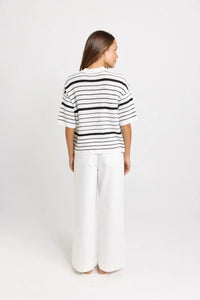Dylan Knit Tee White/Black Stripe