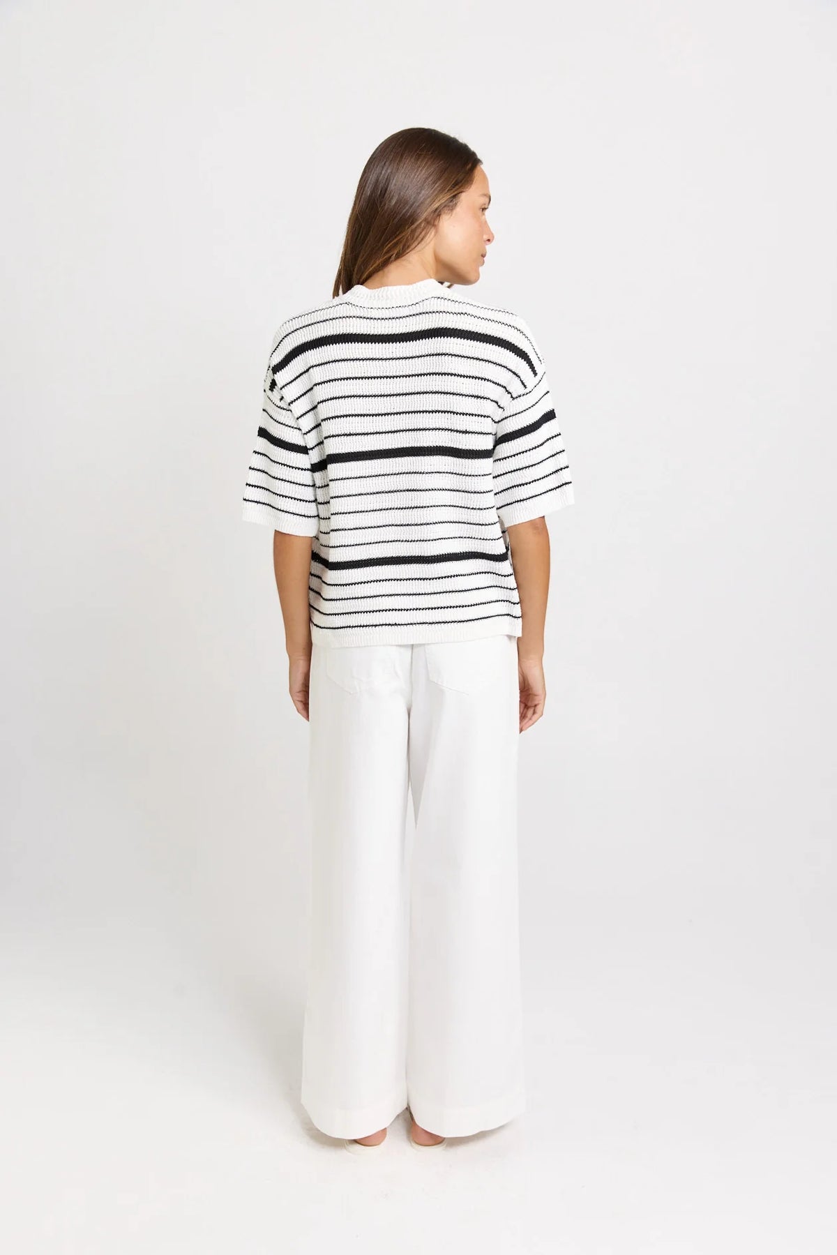 Dylan Knit Tee White/Black Stripe