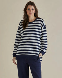 Easy Crew Sweat  Navy Stripe