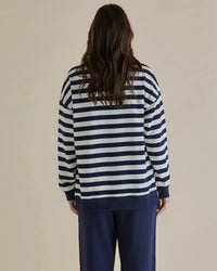 Easy Crew Sweat  Navy Stripe