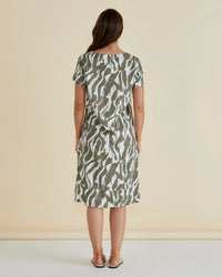 Elwood Dress Olive Geo Print