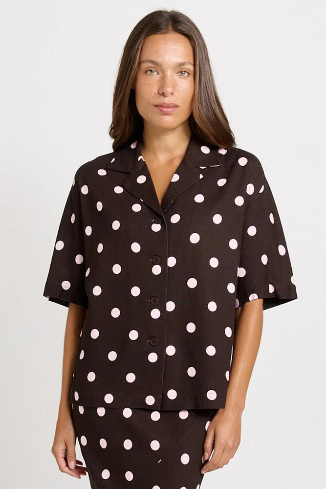 Sable Shirt Chocolate Pink Spot