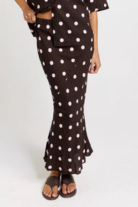 Sable Bias Yoke Skirt Chocolate