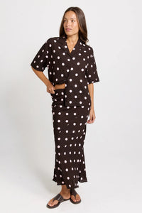 Sable Bias Yoke Skirt Chocolate