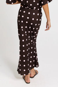 Sable Bias Yoke Skirt Chocolate