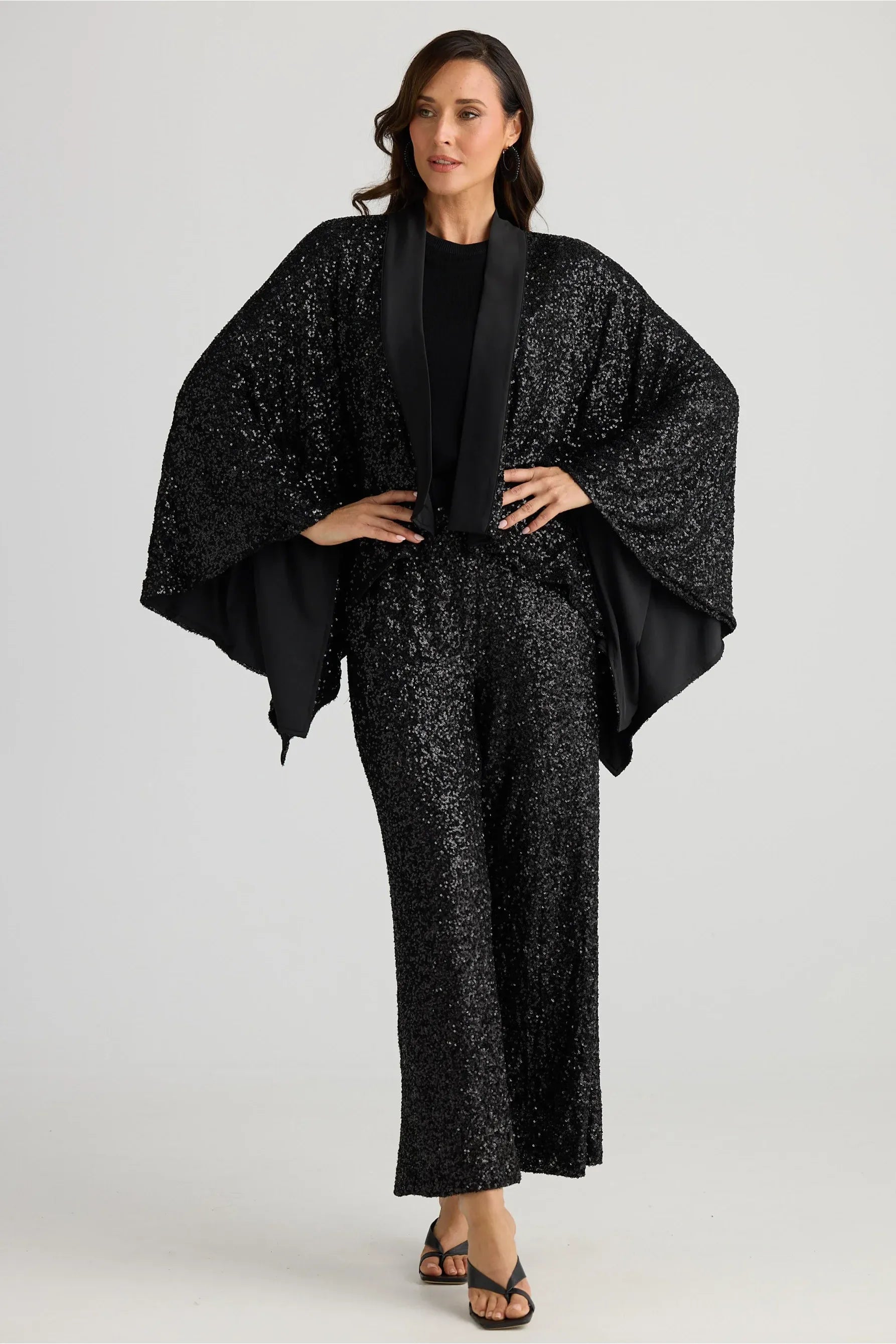 Jagger Kimono Black Sequin