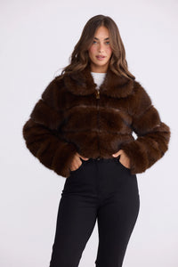 Daria Fur Jacket Chocolate