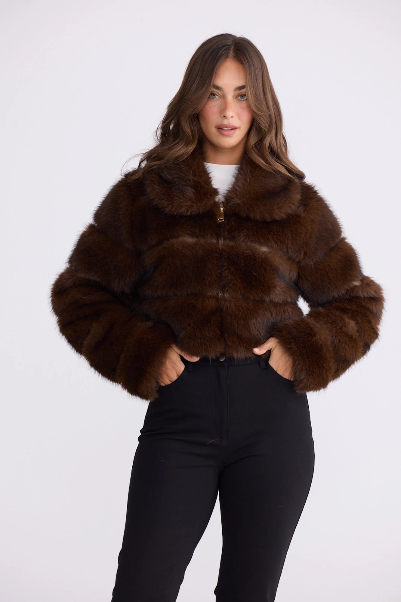 Daria Fur Jacket Chocolate