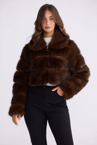 Daria Fur Jacket Chocolate