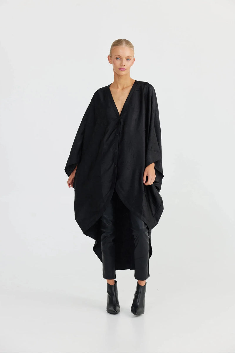 Claudia Overshirt Black Crinkle