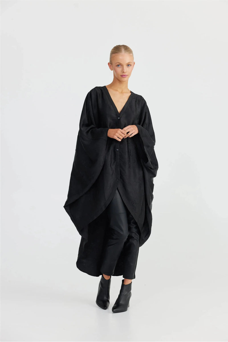 Claudia Overshirt Black Crinkle