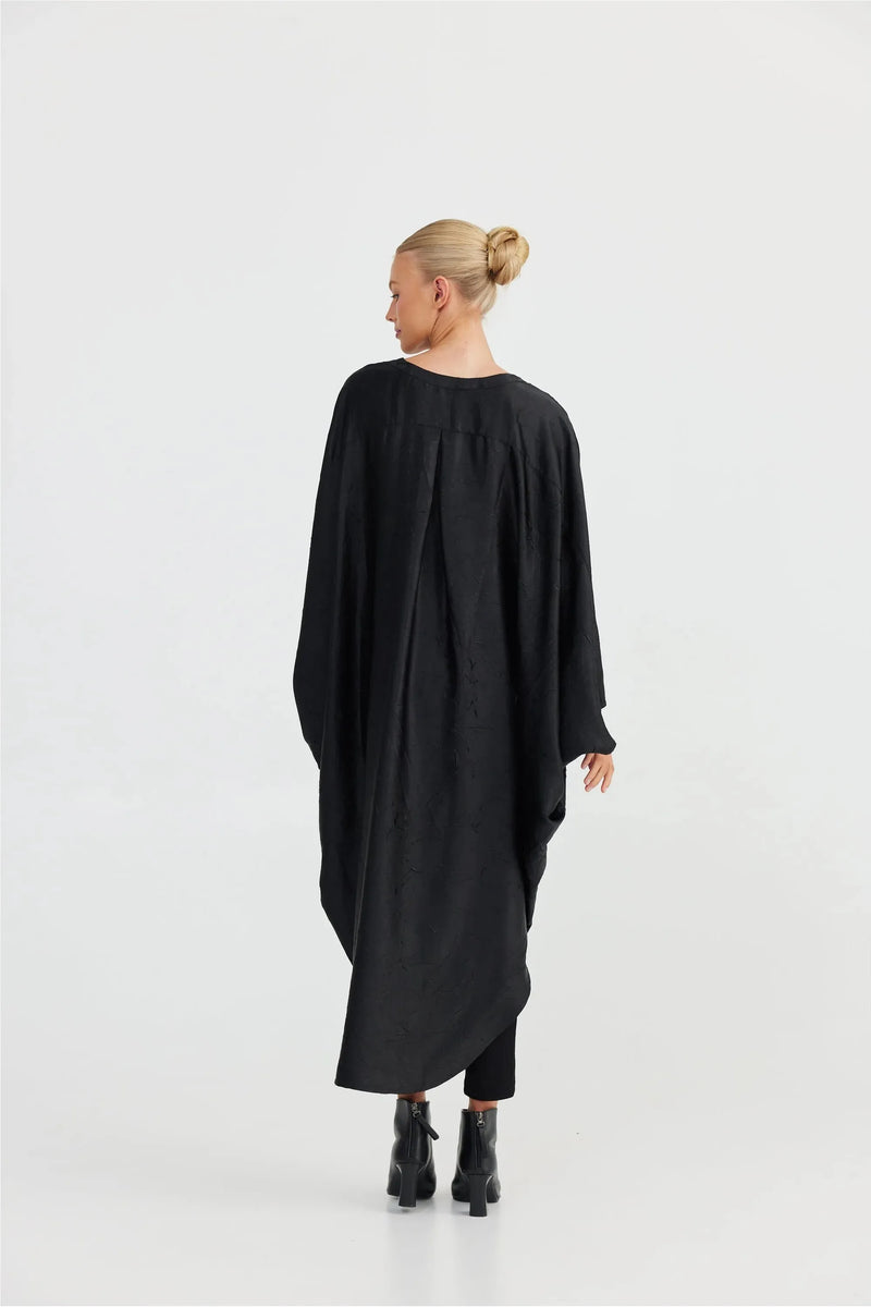 Claudia Overshirt Black Crinkle