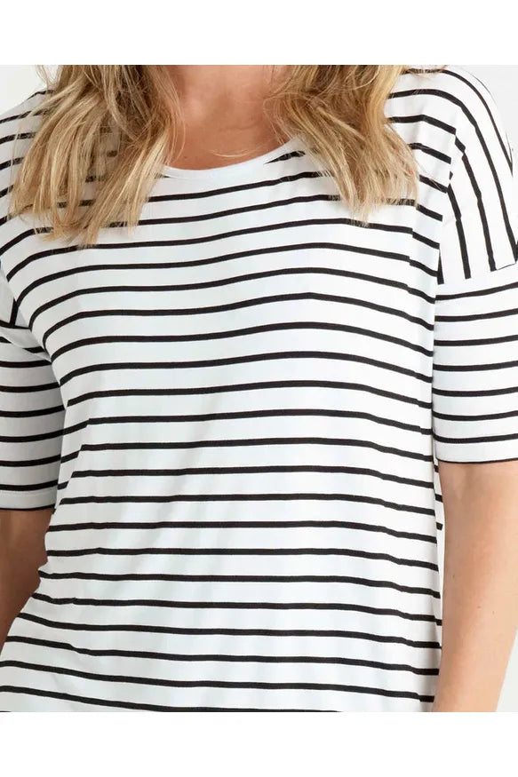 Marbella Tee Black/White Stripe