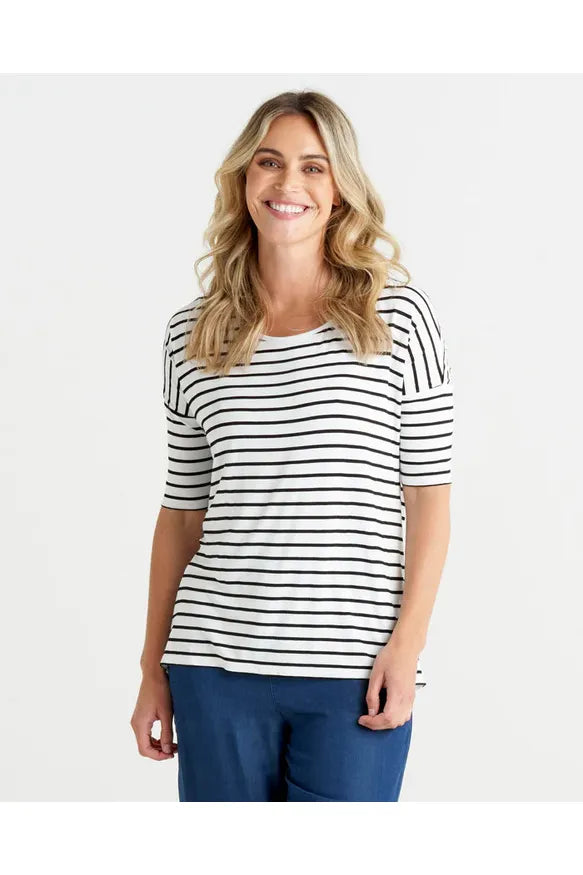 Marbella Tee Black/White Stripe