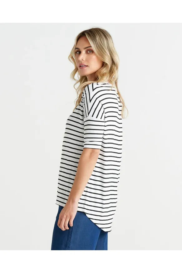 Marbella Tee Black/White Stripe
