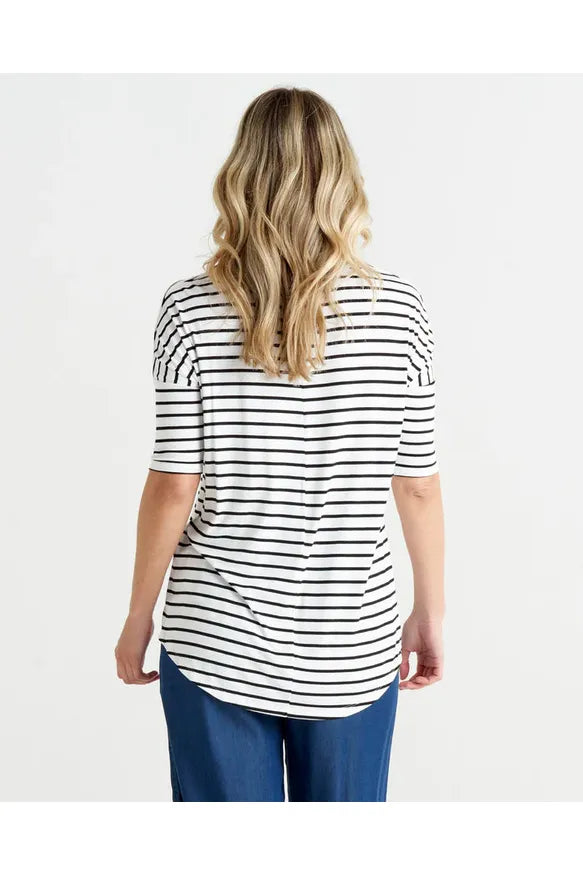 Marbella Tee Black/White Stripe