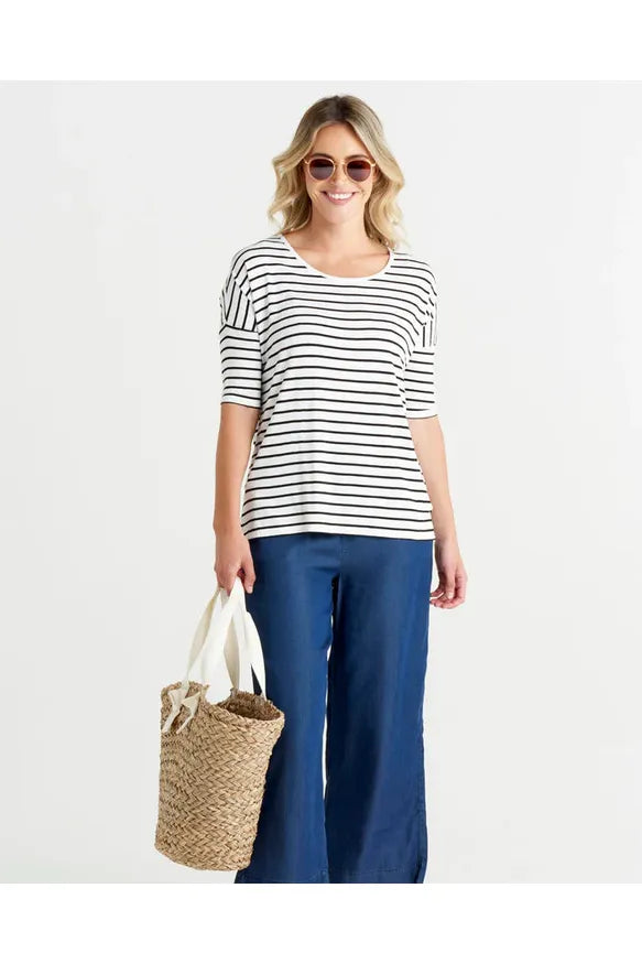 Marbella Tee Black/White Stripe