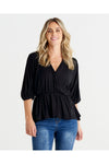 Bayeaux Wrap Top Black