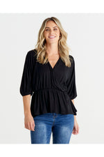 Bayeaux Wrap Top Black