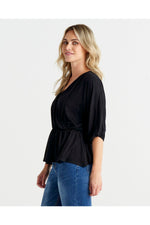 Bayeaux Wrap Top Black