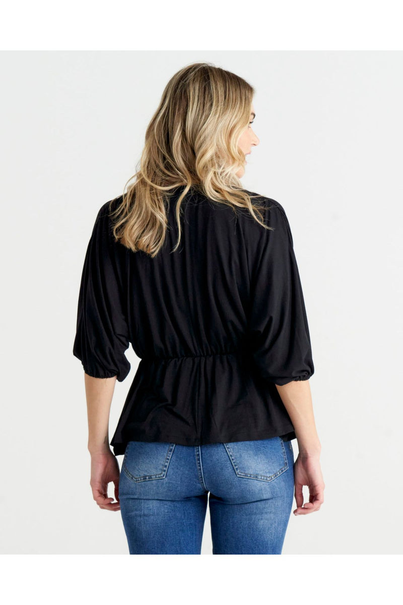 Bayeaux Wrap Top Black