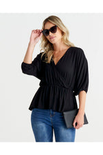 Bayeaux Wrap Top Black