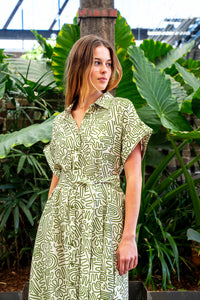 Elinor Dress Green/Cream