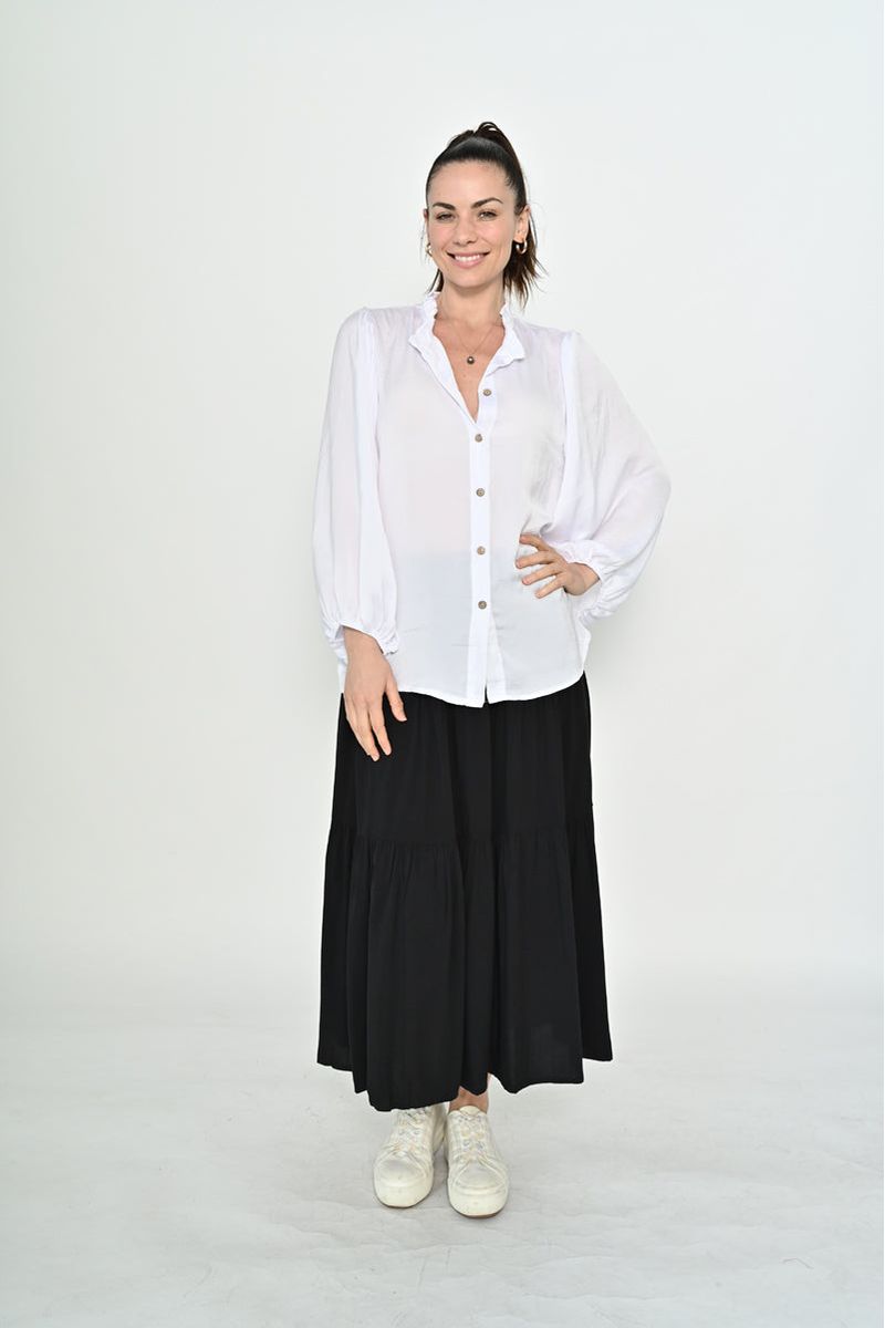 Nisha Frill Neck Top White